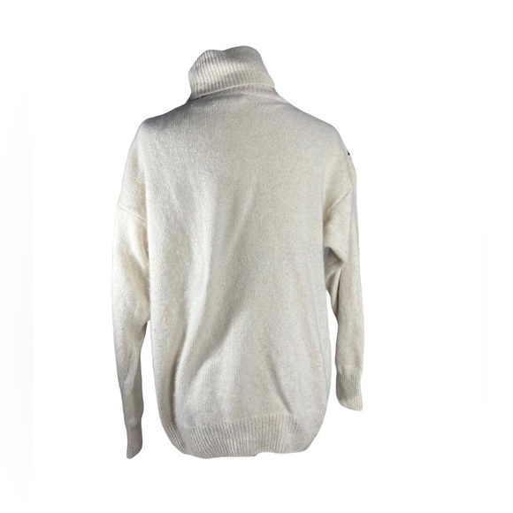 𝅺VICTORIA Plum turtleneck sweater silk angora lambswool fuzzy cream size L - Picture 5 of 11